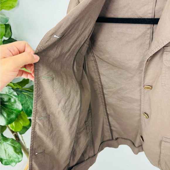 Theory Garrison Linen Blend Coco Chocolate Brown Button Military Style jacket - Picture 9 of 12